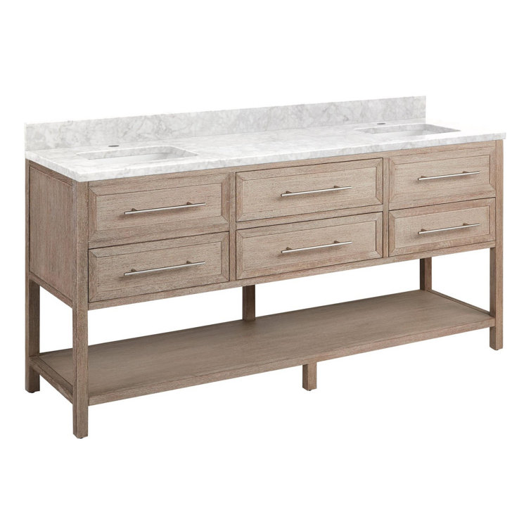 72" Black Mahogany Double Bathroom Vanity with Carrara Marble Top