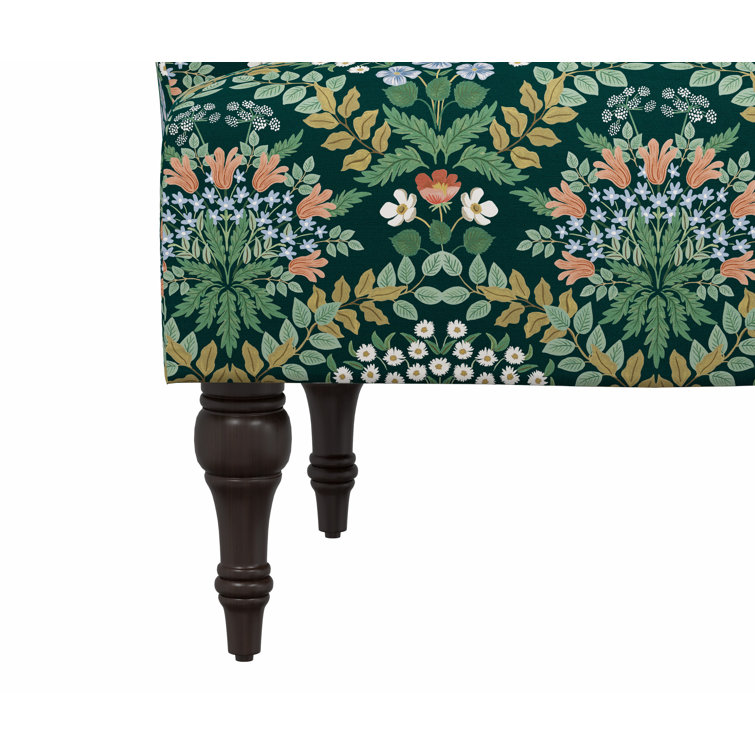 Emerald Bramble Linen Blend Accent Armchair with Espresso Legs