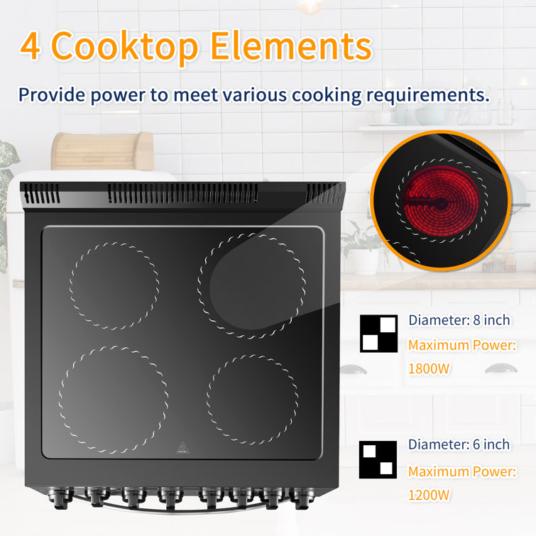 Lanbo 24" Black Freestanding Electric Range with Convection and Warming Drawer