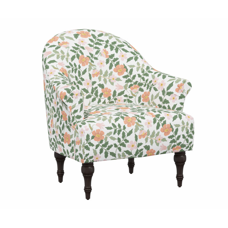 Primrose Blush Floral Linen Blend Armchair with Natural Legs