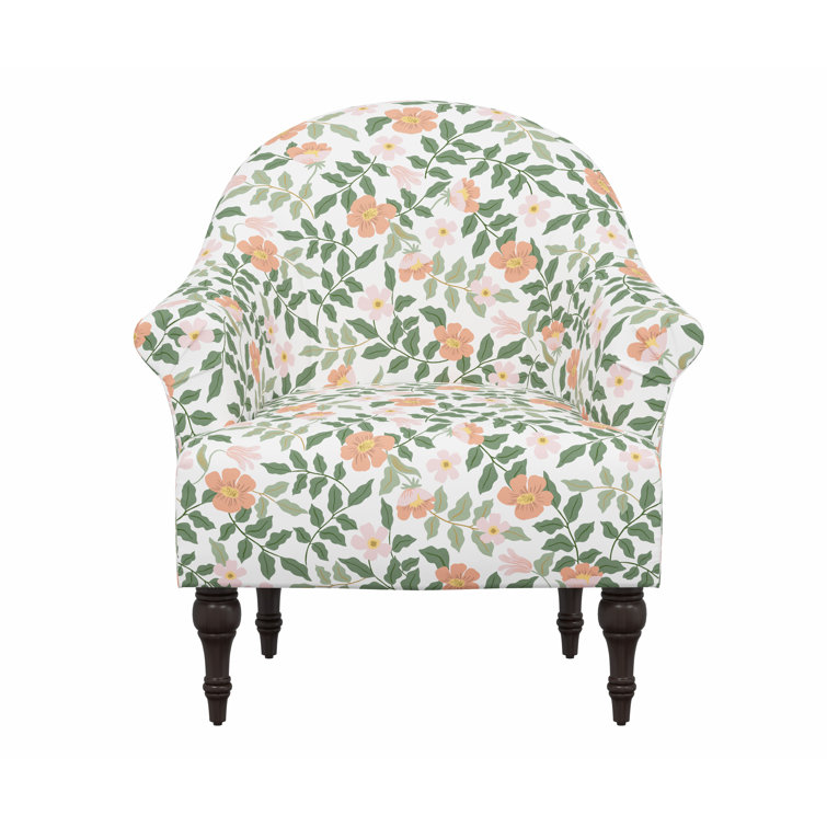 Primrose Blush Floral Linen Blend Armchair with Natural Legs