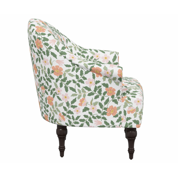 Primrose Blush Floral Linen Blend Armchair with Natural Legs