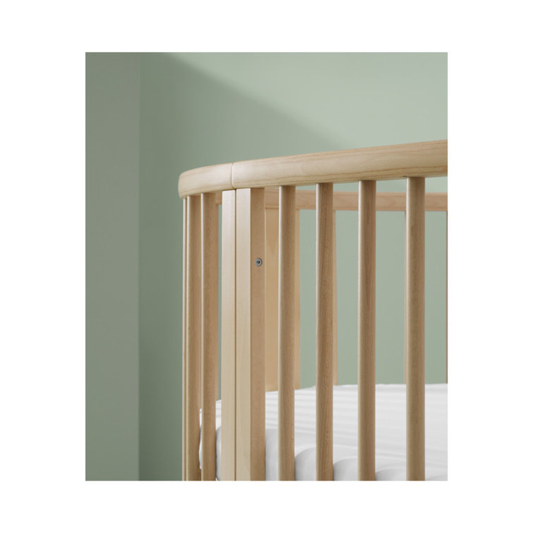 Natural Beech Wood Oval Adjustable Minimalist Crib