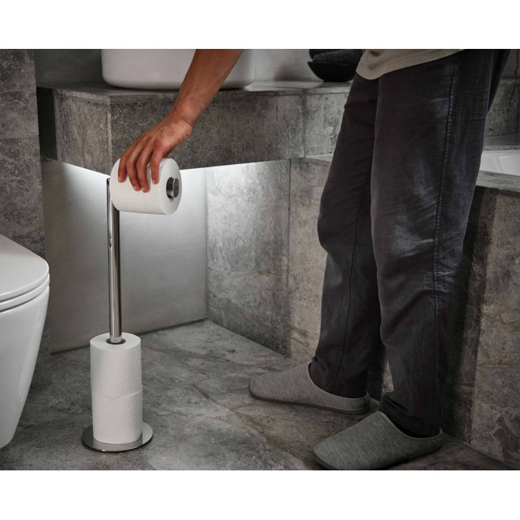 Stainless Steel 2-in-1 Toilet Paper Stand with Storage