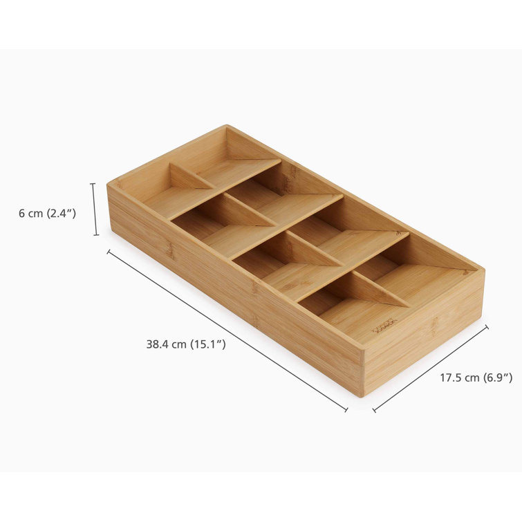 Large Bamboo Cutlery Drawer Organizer with 8 Compartments