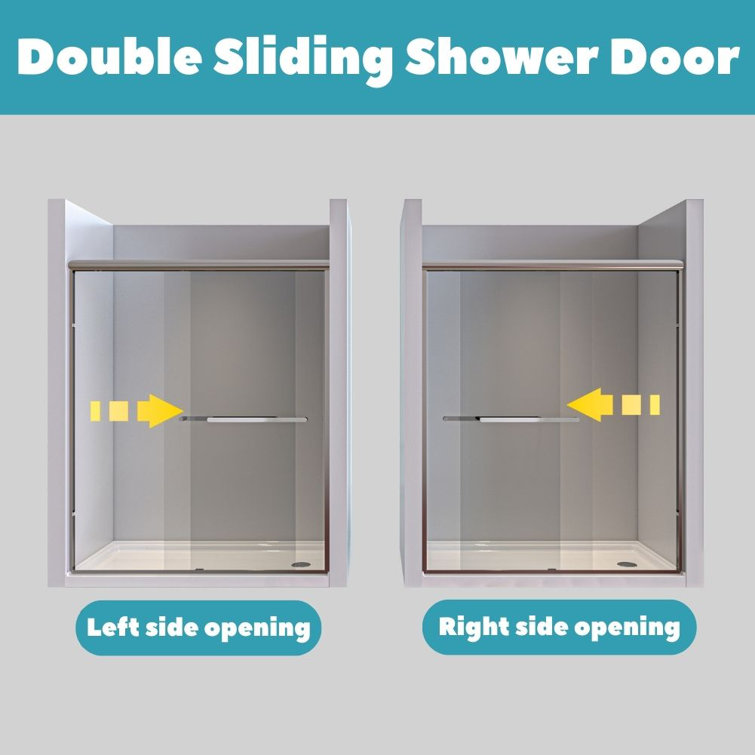 60'' Chrome Framed Sliding Shower Door with Clear Glass