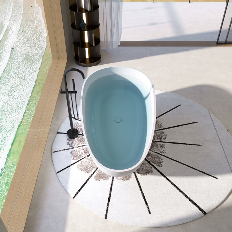59'' Matte White Acrylic Freestanding Soaking Bathtub