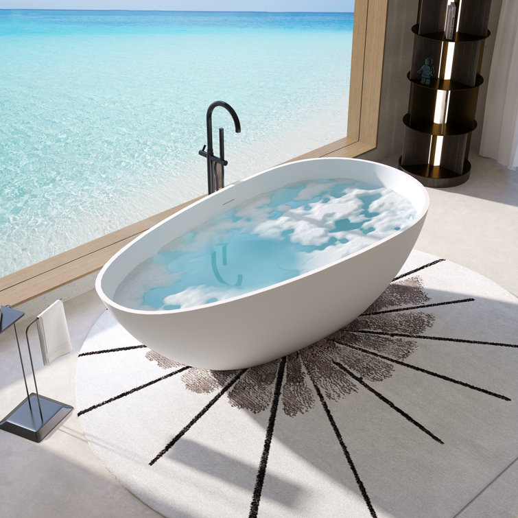 59'' Matte White Acrylic Freestanding Soaking Bathtub