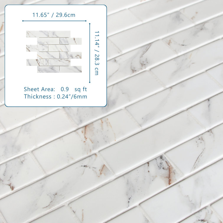 11.6" x 11.1" Calacatta Gold Recycled Glass Subway Tile