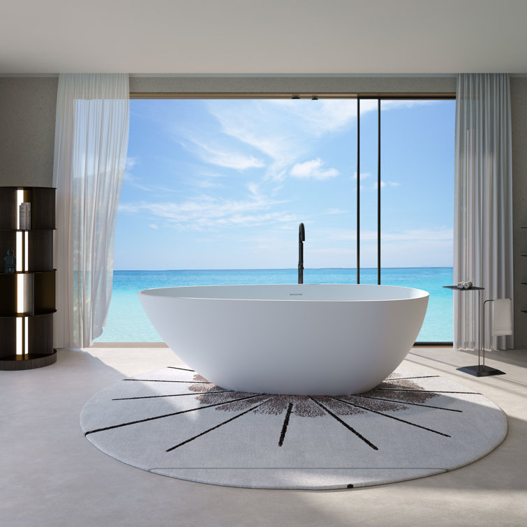 59'' Matte White Acrylic Freestanding Soaking Bathtub