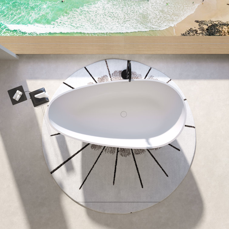 59'' Matte White Acrylic Freestanding Soaking Bathtub