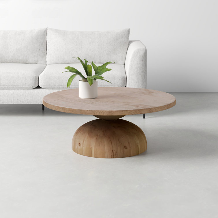 Saria Round Solid Pine Wood Pedestal Coffee Table