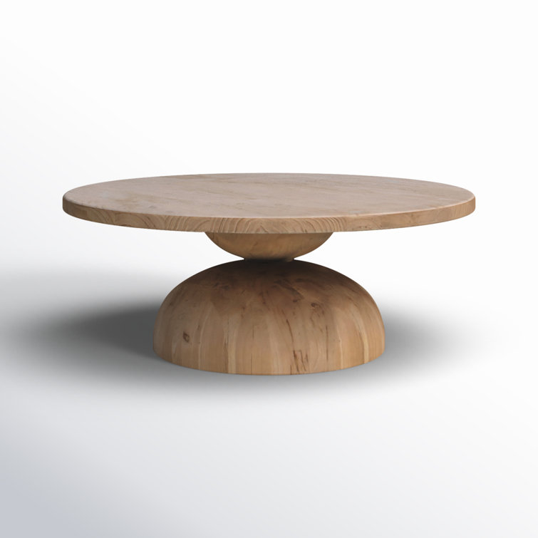 Saria Round Solid Pine Wood Pedestal Coffee Table