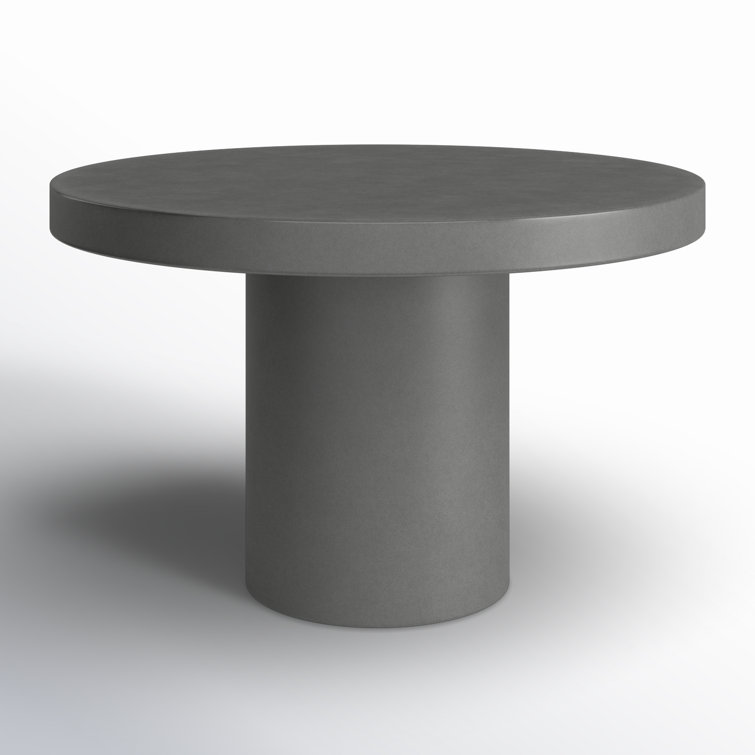 Matte Gray Round Concrete Pedestal Dining Table
