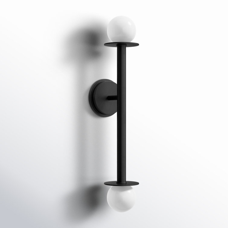 Midnight Black Dimmable Double Wall Sconce, Direct Wired