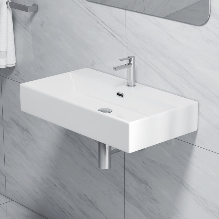 Turner 30" White Ceramic Wall-Mount Rectangular Sink
