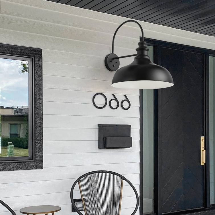 Black Industrial Dimmable Outdoor Wall Light with Dusk-to-Dawn Sensor