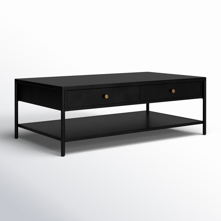 Contemporary Modern Black Iron Coffee Table with Storage
