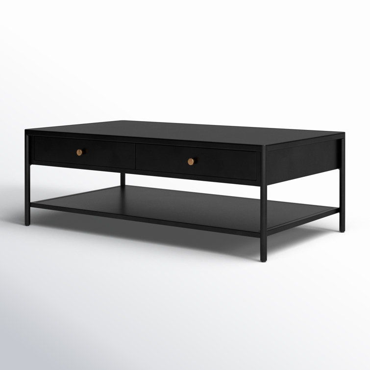 Contemporary Modern Black Iron Coffee Table with Storage