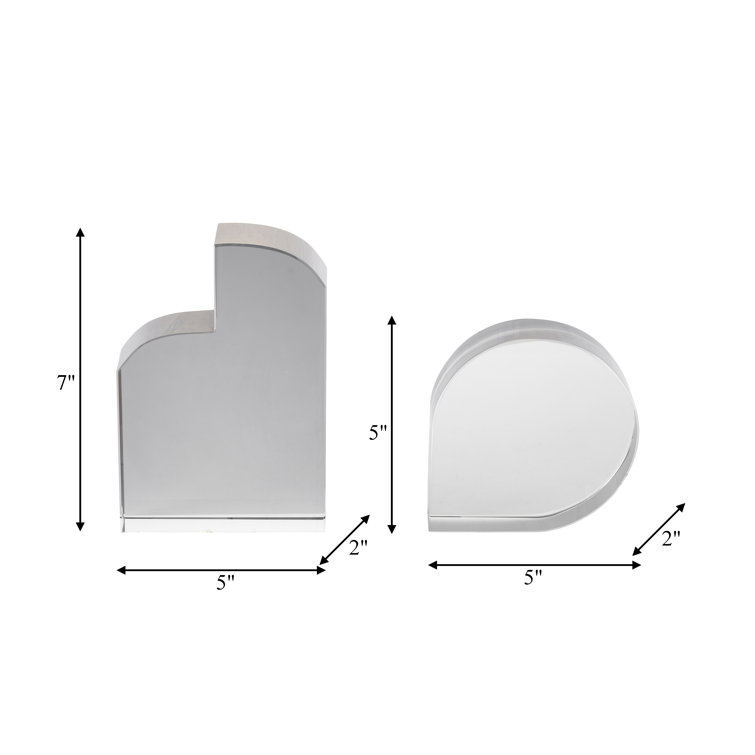 Gray Glass Sculptural Abstract Bookends, Set of 2