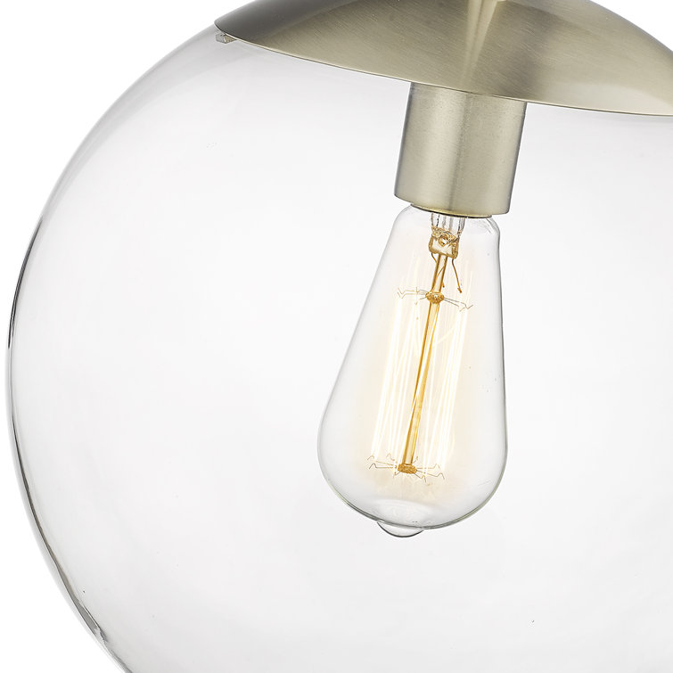 Gold Globe Glass Pendant Light with Adjustable Rod