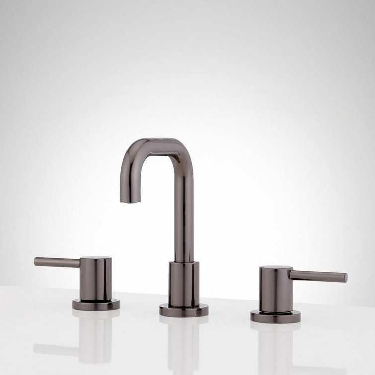 Gunmetal Modern Metal Widespread Bathroom Faucet with Lever Handles