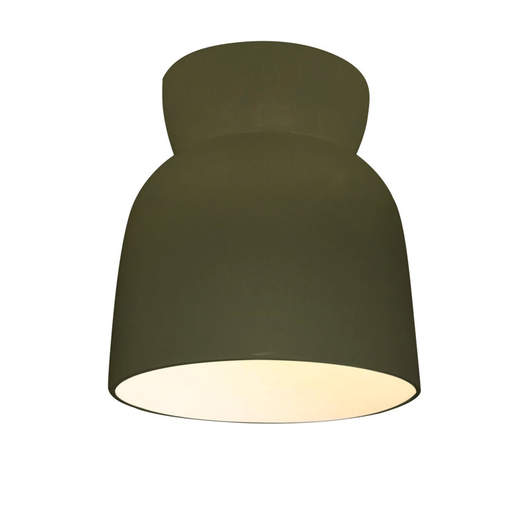 Matte Green Ceramic LED Semi Flush Mount Light
