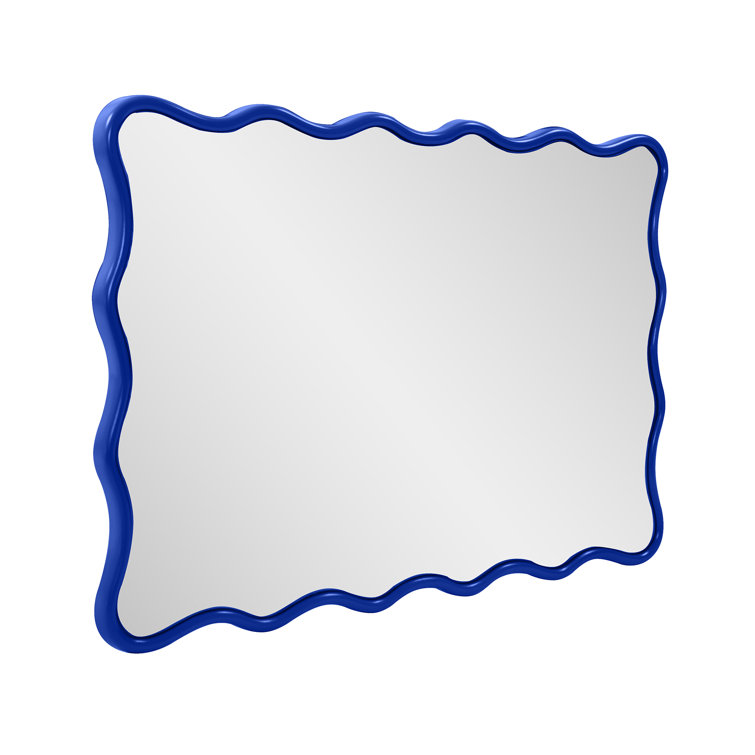 Royal Blue Scalloped Frame Rectangular Wall Mirror