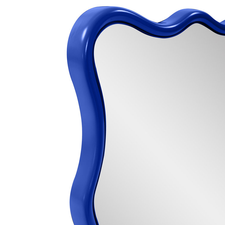 Royal Blue Scalloped Frame Rectangular Wall Mirror