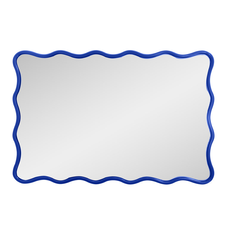 Royal Blue Scalloped Frame Rectangular Wall Mirror