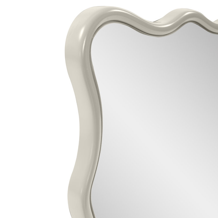 Nickel Scalloped Frame 36'' Rectangular Wall Mirror