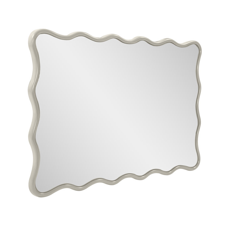 Nickel Scalloped Frame 36'' Rectangular Wall Mirror