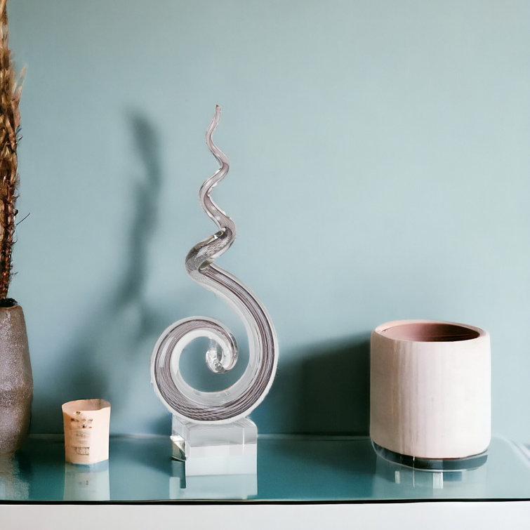 Elegant Murano-Style White Corkscrew Glass Art Centerpiece