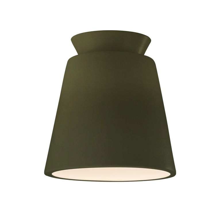Matte Green Ceramic LED Indoor/Outdoor Flush Mount Light