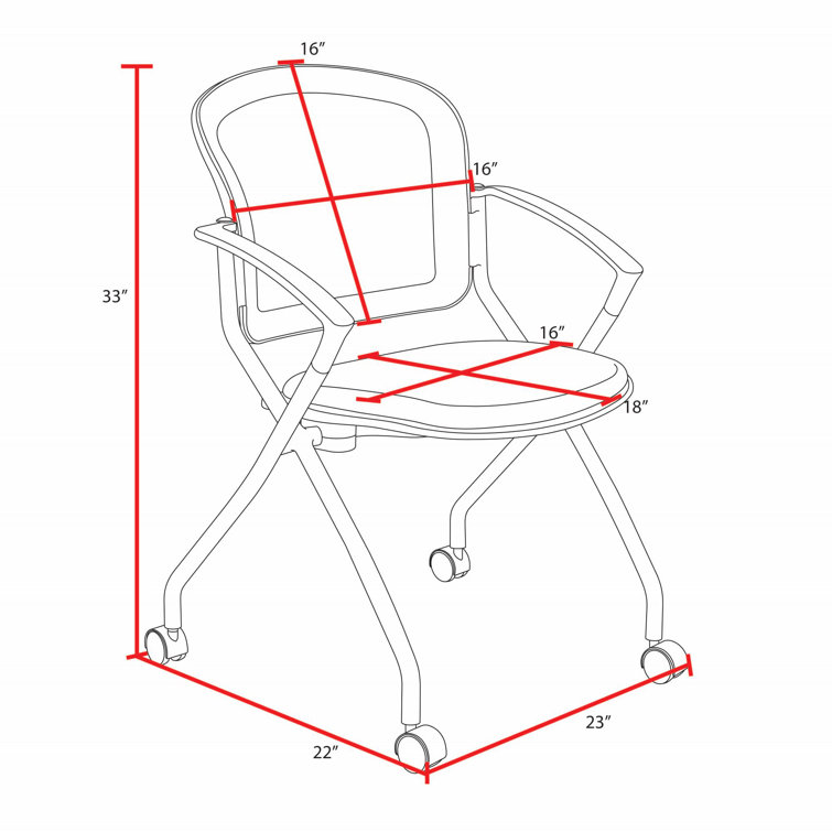 Cadence Black Mesh Nesting Conference Chairs with Fixed Arms