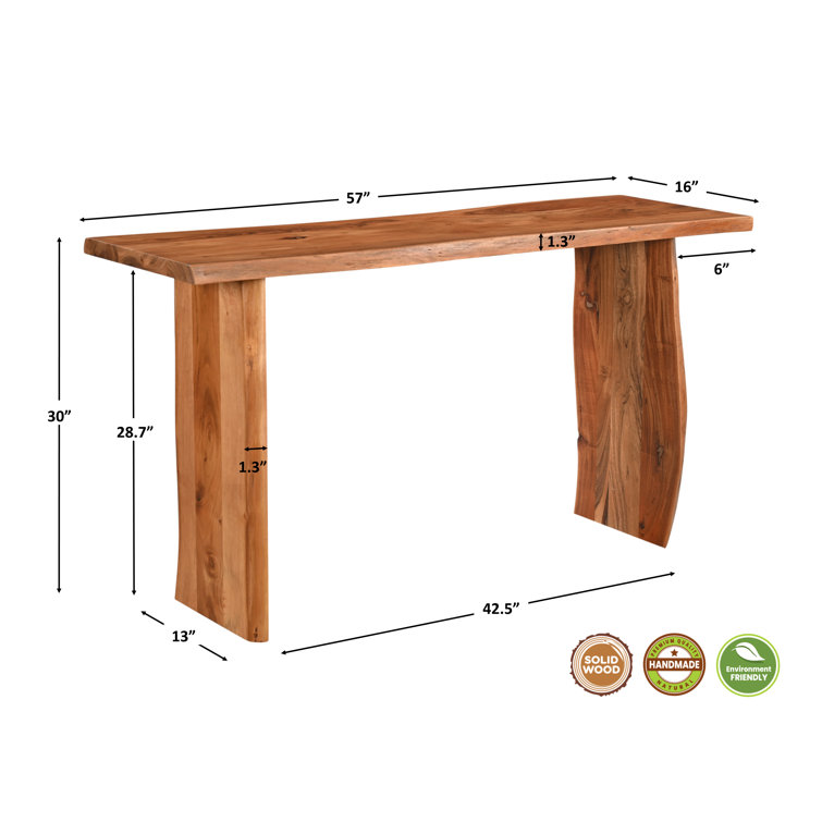 Harper Live Edge Acacia Wood Console Table in Chestnut Brown