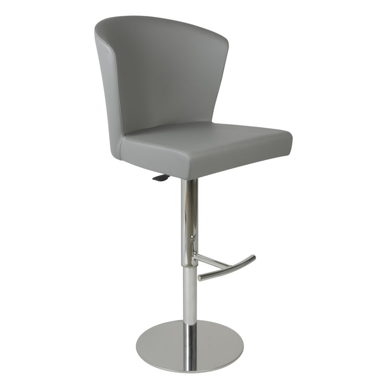 Verona Adjustable Swivel Bar Stool in Gray Leather