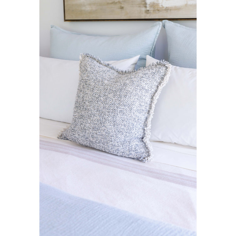 Gray Rustic Fringe Accent Pillow with Bouclé Texture