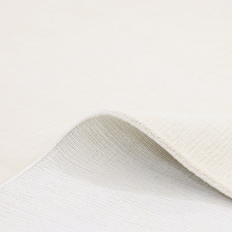 Elegant Handmade Ivory Stripe Wool & Viscose 10' x 14' Area Rug