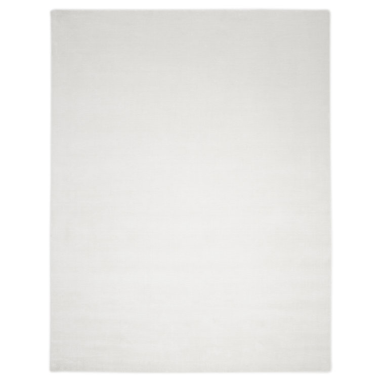 Elegant Handmade Ivory Stripe Wool & Viscose 10' x 14' Area Rug