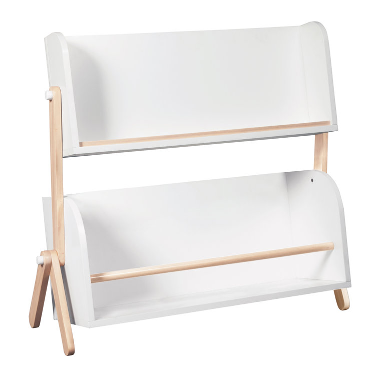 White and Light Wood Kids Bookcase with Storage Cubes