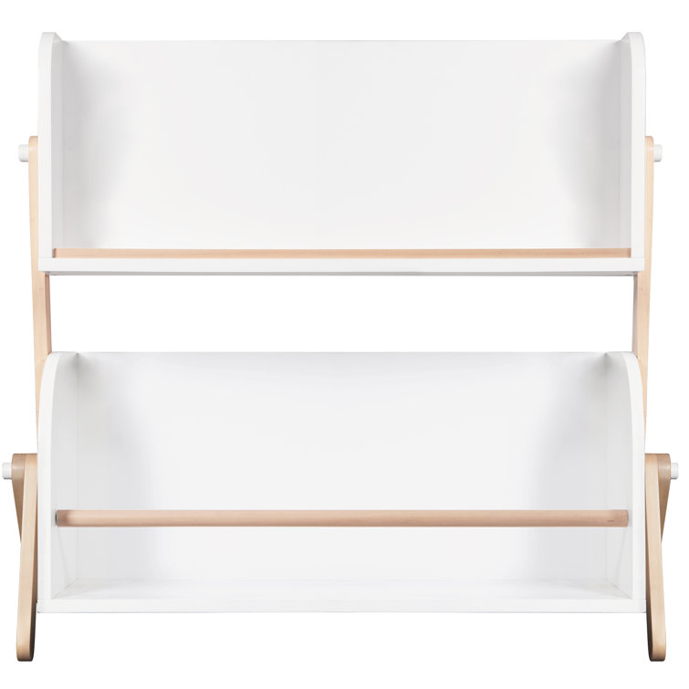 White and Light Wood Kids Bookcase with Storage Cubes
