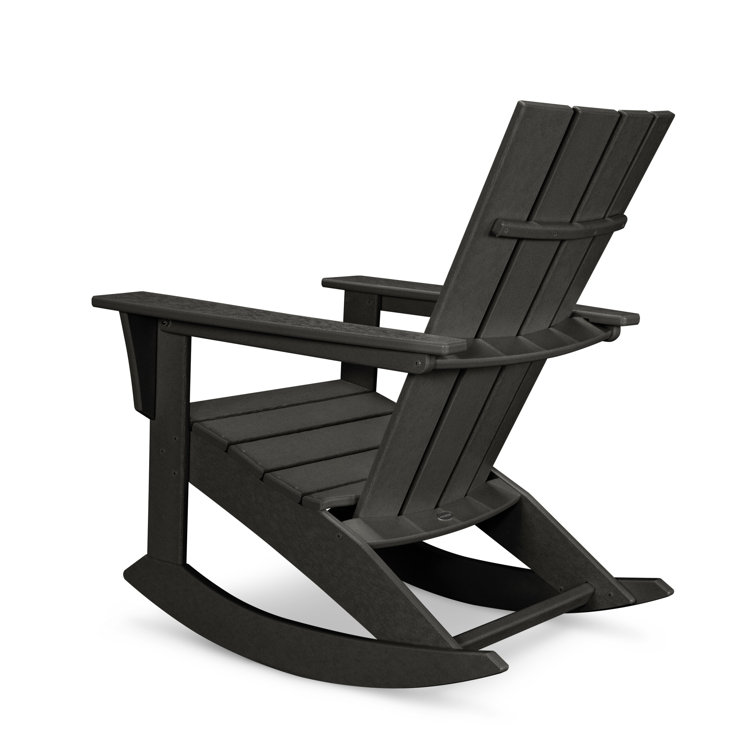 Black Polypropylene Adirondack Rocking Chair with Arms