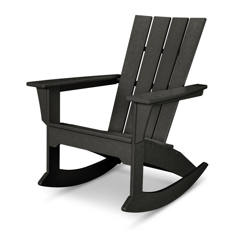 Black Polypropylene Adirondack Rocking Chair with Arms