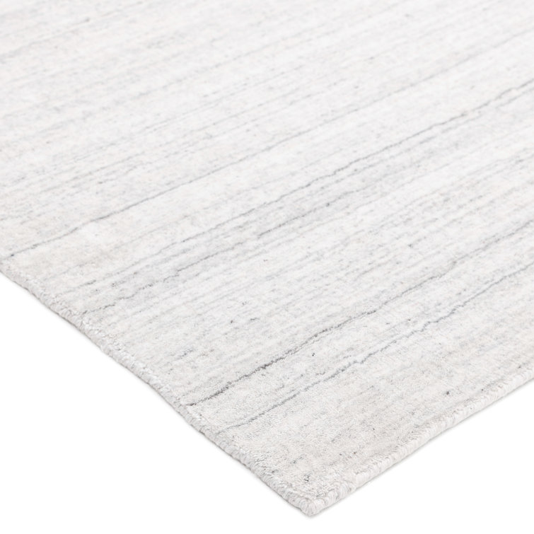 Elegant Ivory Hand-Knotted Wool & Viscose 9' x 12' Area Rug