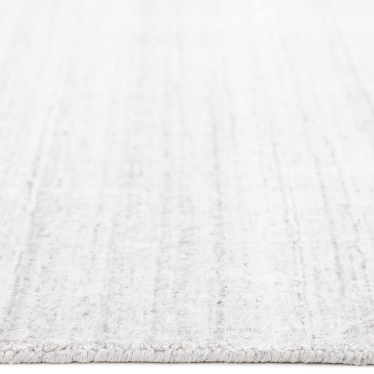 Elegant Ivory Hand-Knotted Wool & Viscose 9' x 12' Area Rug