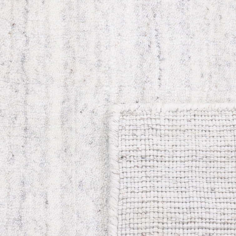 Elegant Ivory Hand-Knotted Wool & Viscose 9' x 12' Area Rug