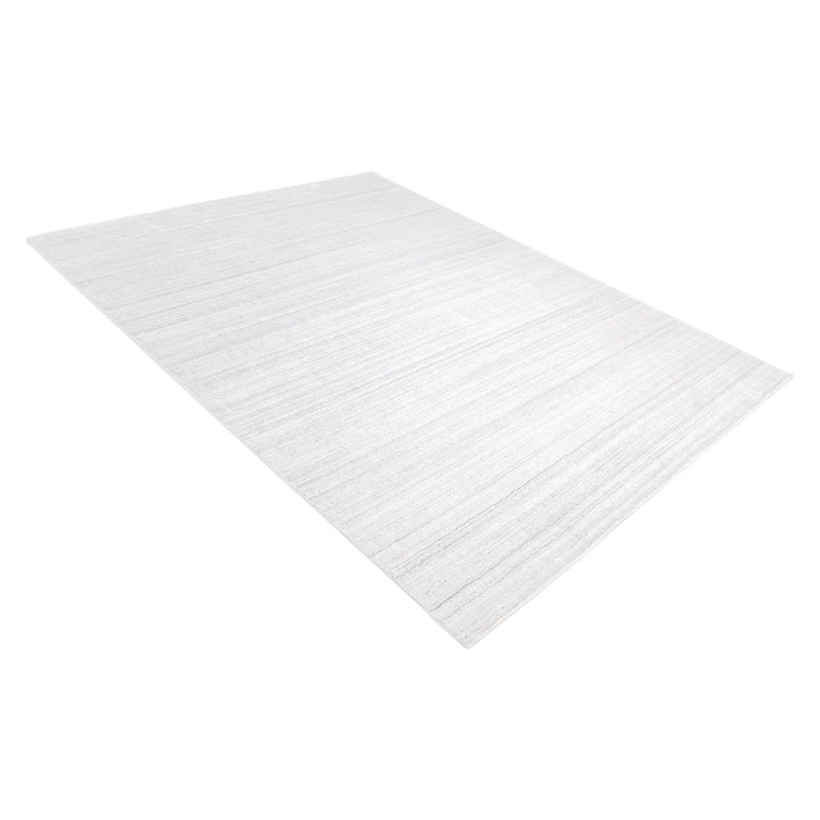 Elegant Ivory Hand-Knotted Wool & Viscose 9' x 12' Area Rug