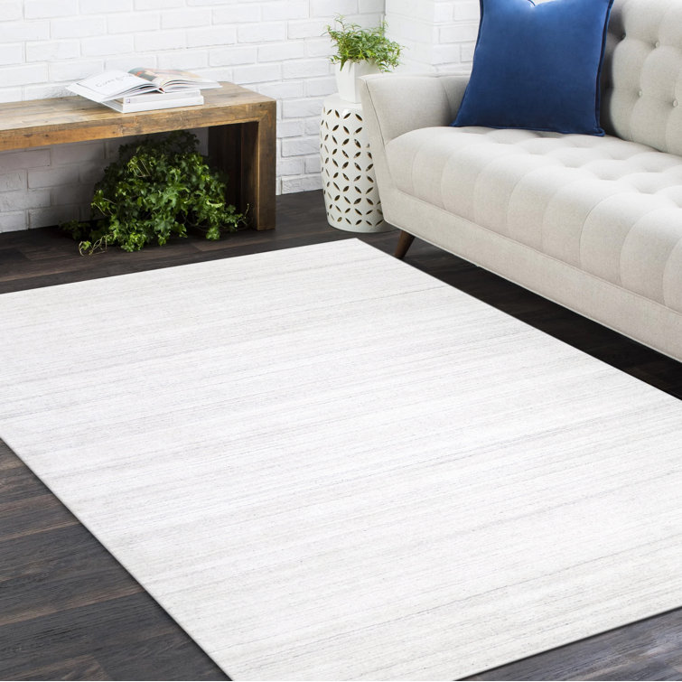 Elegant Ivory Hand-Knotted Wool & Viscose 9' x 12' Area Rug