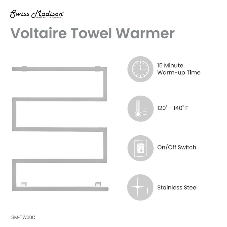 Chrome 5-Bar Electric Wall Mounted Towel Warmer